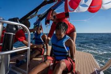 a person sitting on a boat